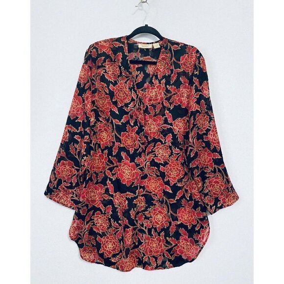 Victorias Secret Womens Medium Gold Label Long Sleeve Nightgown Floral Boho - Picture 1 of 6